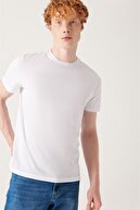 Avva Erkek Beyaz Slim Fit %100 Pamuk Bisiklet Yaka T-shirt E001000