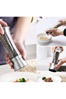 Kitchen Design Lab Cam Gövdeli Paslanmaz Çelik Kapaklı Tuz Karabiber Değirmeni Baharat Öğütücüsü 19 Cm 2 Adet