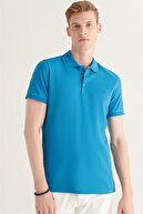 Avva Erkek %100 Pamuk Koyu Mavi Polo Yaka Düz T-shirt E001004
