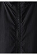 Mavi Reflektör Detaylı Kapüşonlu Oversize Siyah Ceket Oversize / Geniş Kesim 110804-900
