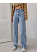 شلوار جین دمپا گشاد زنانه Adeel Lycra آبی سوپر فاق بلند-thumb