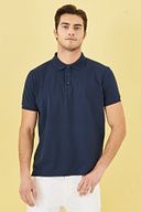 Erkek Lacı-lacı Düğmeli Polo Yaka Cepsiz Slim Fit Dar Kesim Düz Tişört