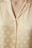 Penti Açık Bej Polka Dots Satin Gömlek Pijama Takımı