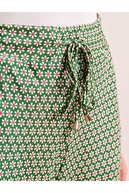 Jimmy Key Kadın Yeşil Bol Kesim Yüksek Bel Bol Paça Desenli Pantolon