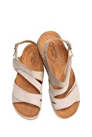 Kifidis -natura Kadın Anatomik Deri Sandalet 36-41 Bej/beige