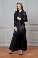PHELDA Grace Ceket Ve Deri Elbise Kombini 691-siyah