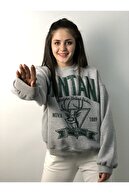 Butik Nays Kadın Gri Montana Baskılı Sweatshirt