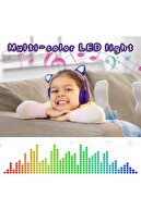 هدست بی سیم بلوتوث Cat Ear هدست بازی کودکان با نور رنگارنگ RGB بنفش با رادیو-thumb