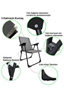 صندلی کمپینگ Natura 4 Pieces صندلی پیک نیک تاشو با جا جام مستطیل خاکستری-thumb