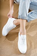 Deripabuc Hakiki Deri Beyaz Kadın Deri Sneaker Vns-m01