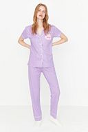 Lila Baskılı Örme Pijama Takımı THMSS21PT0876