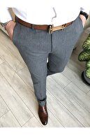 TerziAdemAltun Italyan Stil Slim Fit Erkek Kumaş Pantolon Antrasit T4493