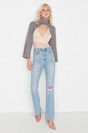 Mavi Yırtık Detaylı Yüksek Bel Flare Jeans TWOSS22JE0440