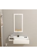 کشو آینه ای دیواری Vien با کشو و قفسه سفید - Vien-thumb