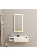 کشو آینه ای دیواری Vien با کشو و قفسه سفید - Vien-thumb