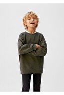Mango Erkek Çocuk Haki Kırçıllı Pilili Sweatshirt