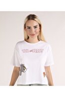 Oblavion Beyaz Tom & Jerry Baskılı T-shirt
