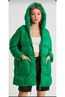 Kadın Kapüşonlu Oversize Yeşil Renk Şişme Mont