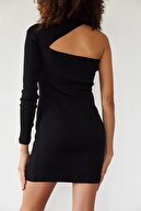 Xena Kadın Siyah Degaje Detaylı Kaşkorse Elbise 1KZK6-11182-02