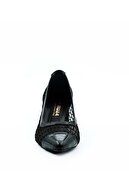 Bulut Ayakkabı Siyah Kadın Fileli Sivri Burun Günlük Topuklu Ayakkabı - Siyah - 39