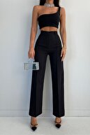 شلوار Palazzo زنانه گاه به گاه 90-90 با پاچه طلایی مشکی-thumb