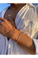 دستبند فولادی نقره زنجیر ایتالیایی تخت Unisex Tarnish-thumb