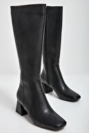 marinarosse Kadın Siyah Cilt Uzun Çizme Bot