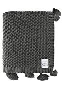 پتوی تلویزیونی بافتنی کوکو برنجی پرتاب مبل بافتنی آنتراسیت با پومپوم-thumb