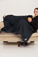 پتوی تلویزیونی بافتنی کوکو برنجی پرتاب مبل بافتنی آنتراسیت با پومپوم-thumb