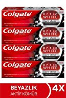 Colgate Optic White Aktif Kömür Yumuşak Mineral Temizliği Beyazlatıcı Diş Macunu 4 X 50 Ml