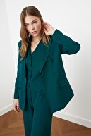 TRENDYOLMİLLA Yeşil Düğme Detaylı Blazer Ceket TWOSS21CE0137