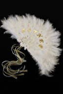 پنکه عروس سفید، مهمانی مرغ، عروس، ساقدوش عروس، شب حنا، پنکه پر چوبی-thumb