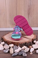Akıllı Şirin Kız Çocuk Renkli Ortopedik Çiçek Süslemeli Sandalet