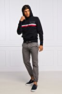 Tommy Hilfiger Erkek Siyah Global Stripe Logo Print Hoody  Sweatshirt Mw0mw14542