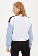 Defacto Fit Regular Fit Renk Bloklu Baskı Detaylı Yarım Fermuarlı Sweatshirt