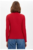 Defacto Kadın Kırmızı Basic Slim Fit Uzun Kollu Tişört S1018AZ20AU