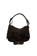 Coffee suede genuine leather