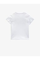 Koton Erkek Çocuk Beyaz Yazılı Baskılı Kısa Kollu Bisiklet Yaka Pamuklu T-Shirt