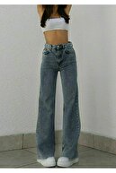 مدل بلند زنانه لیکرا مدیوم آبی برفی سوپر فاق بلند بلند شلوار جنس گشاد-thumb