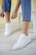 کفش‌های پیاده‌روی سفید زنانه کفش‌های کتانی معمولی-thumb