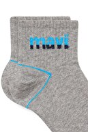Mavi Erkek Logo Baskılı Gri Soket Çorap 092523-33396
