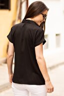 armonika Kadın Siyah Kısa Kol Gömlek ARM-19Y001065