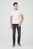 Avva Erkek %100 Pamuk Beyaz V Yaka Düz T-shirt E001001