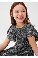 Mango Kız Çocuk Fırfırlı Desenli Elbise