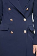 TRENDYOLMİLLA Lacivert Düğme Detaylı Oversize Blazer Ceket TWOSS20CE0024