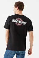 Mavi Bugs Bunny Baskılı Siyah Tişört 066873-900