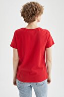 Defacto Kadın Kırmızı Regular Fit Yazı Baskılı Kısa Kol Tişört T8971AZ21SP