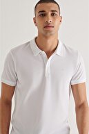 Avva Erkek Beyaz Polo Yaka Düz T-shirt A11b1146
