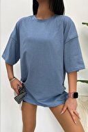 تی شرت یونیسکس پنبه ای یقه گرد اورسایز بافتنی دوست پسر-thumb