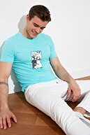 TRENDYOL MAN Mavi Erkek T-Shirt TMNSS21TS2109
